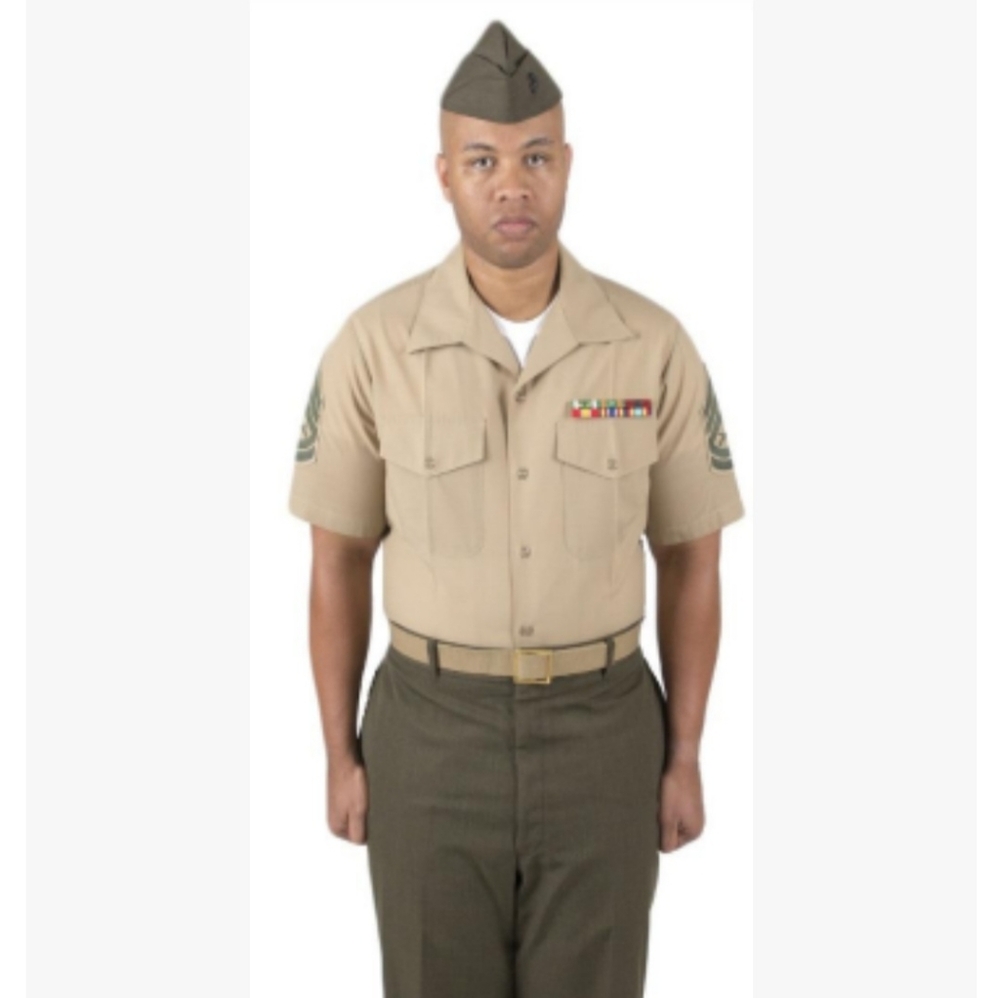 USMC US Marine Men's Khaki Short Sleeve Military Shirt Service C SIZE 16 1/2